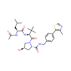 CC(=O)N[C@@H](CC(C)C)C(=O)N[C@H](C(=O)N1C[C@H](O)C[C@H]1C(=O)NCc1ccc(-c2scnc2C)cc1)C(C)(C)C ZINC000098208449