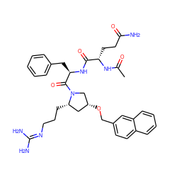 CC(=O)N[C@@H](CCC(N)=O)C(=O)N[C@H](Cc1ccccc1)C(=O)N1C[C@H](OCc2ccc3ccccc3c2)C[C@@H]1CCCN=C(N)N ZINC000049938185