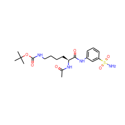 CC(=O)N[C@@H](CCCCNC(=O)OC(C)(C)C)C(=O)Nc1cccc(S(N)(=O)=O)c1 ZINC000299826896