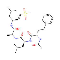 CC(=O)N[C@@H](CCc1ccccc1)C(=O)N[C@@H](CC(C)C)C(=O)N[C@@H](C)C(=O)N[C@H](/C=C/S(C)(=O)=O)CC(C)C ZINC000034804964