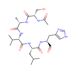 CC(=O)N[C@@H](CO)C(=O)N[C@@H](C)C(=O)N[C@H](C(=O)N[C@@H](CC(C)C)C(=O)N[C@H](C=O)Cc1c[nH]cn1)C(C)C ZINC000073198625