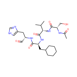 CC(=O)N[C@@H](CO)C(=O)N[C@H](C(=O)N[C@@H](CC1CCCCC1)C(=O)N[C@H](C=O)Cc1c[nH]cn1)C(C)C ZINC000082151647