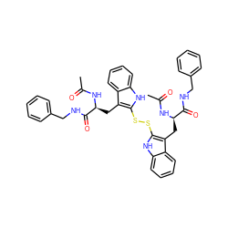 CC(=O)N[C@@H](Cc1c(SSc2[nH]c3ccccc3c2C[C@@H](NC(C)=O)C(=O)NCc2ccccc2)[nH]c2ccccc12)C(=O)NCc1ccccc1 ZINC000027657638