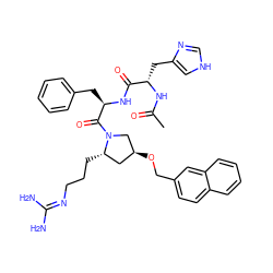 CC(=O)N[C@@H](Cc1c[nH]cn1)C(=O)N[C@H](Cc1ccccc1)C(=O)N1C[C@@H](OCc2ccc3ccccc3c2)C[C@@H]1CCCN=C(N)N ZINC000049776384