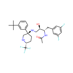 CC(=O)N[C@@H](Cc1cc(F)cc(F)c1)[C@H](O)CN[C@@]1(c2cccc(C(C)(C)C)c2)CC[C@H](C(F)(F)F)NC1 ZINC000049694670