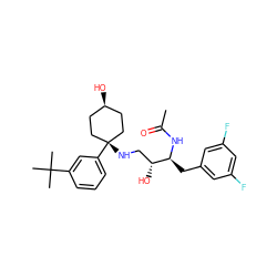 CC(=O)N[C@@H](Cc1cc(F)cc(F)c1)[C@H](O)CN[C@]1(c2cccc(C(C)(C)C)c2)CC[C@H](O)CC1 ZINC000101297944