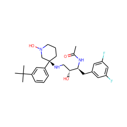 CC(=O)N[C@@H](Cc1cc(F)cc(F)c1)[C@H](O)CN[C@]1(c2cccc(C(C)(C)C)c2)CCCN(O)C1 ZINC000045287257