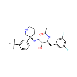 CC(=O)N[C@@H](Cc1cc(F)cc(F)c1)[C@H](O)CN[C@]1(c2cccc(C(C)(C)C)c2)CCCNC1 ZINC000045245403