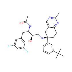 CC(=O)N[C@@H](Cc1cc(F)cc(F)c1)[C@H](O)CN[C@]1(c2cccc(C(C)(C)C)c2)CCc2nc(C)ncc2C1 ZINC000049802504