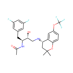 CC(=O)N[C@@H](Cc1cc(F)cc(F)c1)[C@H](O)CN[C@H]1CC(C)(C)Oc2ccc(OC(F)(F)F)cc21 ZINC000096282249