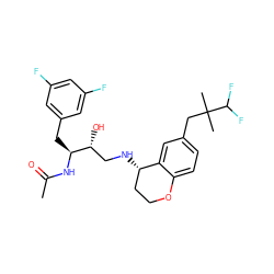 CC(=O)N[C@@H](Cc1cc(F)cc(F)c1)[C@H](O)CN[C@H]1CCOc2ccc(CC(C)(C)C(F)F)cc21 ZINC000096282232