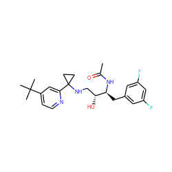 CC(=O)N[C@@H](Cc1cc(F)cc(F)c1)[C@H](O)CNC1(c2cc(C(C)(C)C)ccn2)CC1 ZINC000064528364