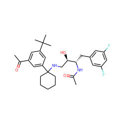 CC(=O)N[C@@H](Cc1cc(F)cc(F)c1)[C@H](O)CNC1(c2cc(C(C)=O)cc(C(C)(C)C)c2)CCCCC1 ZINC000064548337