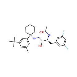 CC(=O)N[C@@H](Cc1cc(F)cc(F)c1)[C@H](O)CNC1(c2cc(C)cc(C(C)(C)C)c2)CCCCC1 ZINC000064548571