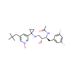 CC(=O)N[C@@H](Cc1cc(F)cc(F)c1)[C@H](O)CNC1(c2cc(CC(C)(C)C)c[n+]([O-])c2)CC1 ZINC000064541114