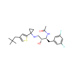 CC(=O)N[C@@H](Cc1cc(F)cc(F)c1)[C@H](O)CNC1(c2cc(CC(C)(C)C)cs2)CC1 ZINC000058655658