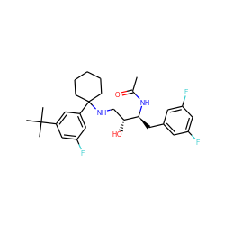 CC(=O)N[C@@H](Cc1cc(F)cc(F)c1)[C@H](O)CNC1(c2cc(F)cc(C(C)(C)C)c2)CCCCC1 ZINC000064541112