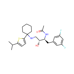 CC(=O)N[C@@H](Cc1cc(F)cc(F)c1)[C@H](O)CNC1(c2ccc(C(C)C)s2)CCCCC1 ZINC000064548976