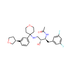 CC(=O)N[C@@H](Cc1cc(F)cc(F)c1)[C@H](O)CNC1(c2cccc([C@@H]3CCOC3)c2)CCOCC1 ZINC000064512225