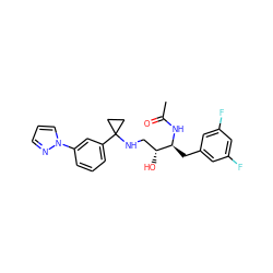 CC(=O)N[C@@H](Cc1cc(F)cc(F)c1)[C@H](O)CNC1(c2cccc(-n3cccn3)c2)CC1 ZINC000060326419