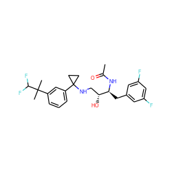 CC(=O)N[C@@H](Cc1cc(F)cc(F)c1)[C@H](O)CNC1(c2cccc(C(C)(C)C(F)F)c2)CC1 ZINC000034947294