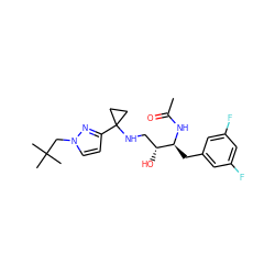 CC(=O)N[C@@H](Cc1cc(F)cc(F)c1)[C@H](O)CNC1(c2ccn(CC(C)(C)C)n2)CC1 ZINC000060326920