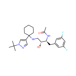 CC(=O)N[C@@H](Cc1cc(F)cc(F)c1)[C@H](O)CNC1(c2cnn(C(C)(C)C)c2)CCCCC1 ZINC000064549548