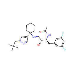 CC(=O)N[C@@H](Cc1cc(F)cc(F)c1)[C@H](O)CNC1(c2cnn(CC(C)(C)C)c2)CCCCC1 ZINC000064548825