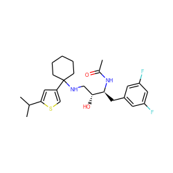 CC(=O)N[C@@H](Cc1cc(F)cc(F)c1)[C@H](O)CNC1(c2csc(C(C)C)c2)CCCCC1 ZINC000064549093