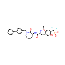 CC(=O)N[C@@H](Cc1ccc(C(F)(F)P(=O)(O)O)cc1)C(=O)N[C@H]1CCCCN(Cc2ccc(-c3ccccc3)cc2)C1=O ZINC000003964430