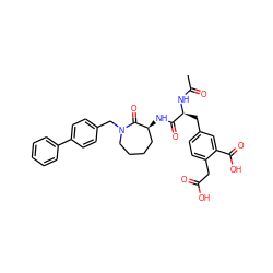 CC(=O)N[C@@H](Cc1ccc(CC(=O)O)c(C(=O)O)c1)C(=O)N[C@H]1CCCCN(Cc2ccc(-c3ccccc3)cc2)C1=O ZINC000014880878