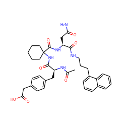 CC(=O)N[C@@H](Cc1ccc(CC(=O)O)cc1)C(=O)NC1(C(=O)N[C@@H](CC(N)=O)C(=O)NCCCc2cccc3ccccc23)CCCCC1 ZINC000028000778