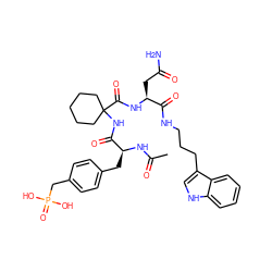 CC(=O)N[C@@H](Cc1ccc(CP(=O)(O)O)cc1)C(=O)NC1(C(=O)N[C@@H](CC(N)=O)C(=O)NCCCc2c[nH]c3ccccc23)CCCCC1 ZINC000026293508