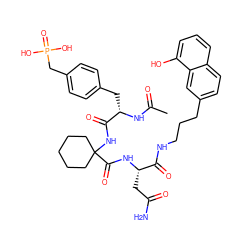 CC(=O)N[C@@H](Cc1ccc(CP(=O)(O)O)cc1)C(=O)NC1(C(=O)N[C@@H](CC(N)=O)C(=O)NCCCc2ccc3cccc(O)c3c2)CCCCC1 ZINC000028224238