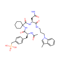 CC(=O)N[C@@H](Cc1ccc(CP(=O)(O)O)cc1)C(=O)NC1(C(=O)N[C@@H](CC(N)=O)C(=O)NCCCn2cc(C)c3ccccc32)CCCCC1 ZINC000026376584