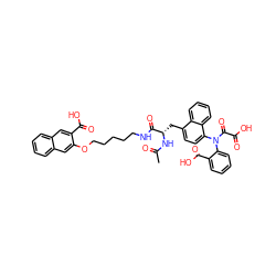 CC(=O)N[C@@H](Cc1ccc(N(C(=O)C(=O)O)c2ccccc2C(=O)O)c2ccccc12)C(=O)NCCCCCOc1cc2ccccc2cc1C(=O)O ZINC000024633064