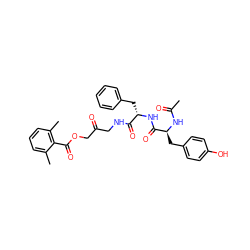 CC(=O)N[C@@H](Cc1ccc(O)cc1)C(=O)N[C@@H](Cc1ccccc1)C(=O)NCC(=O)COC(=O)c1c(C)cccc1C ZINC000058592165