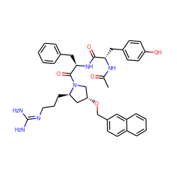 CC(=O)N[C@@H](Cc1ccc(O)cc1)C(=O)N[C@H](Cc1ccccc1)C(=O)N1C[C@H](OCc2ccc3ccccc3c2)C[C@H]1CCCN=C(N)N ZINC000049938421