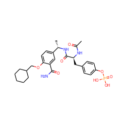 CC(=O)N[C@@H](Cc1ccc(OP(=O)(O)O)cc1)C(=O)N[C@@H](C)c1ccc(OCC2CCCCC2)c(C(N)=O)c1 ZINC000026398089