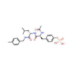 CC(=O)N[C@@H](Cc1ccc(OP(=O)(O)O)cc1)C(=O)N[C@@H](CC(C)C)C(=O)NCc1ccc(C)cc1 ZINC000013556669