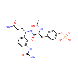 CC(=O)N[C@@H](Cc1ccc(OP(=O)(O)O)cc1)C(=O)N[C@@H](CCC(N)=O)c1cccc(NC(N)=O)c1 ZINC000026719140