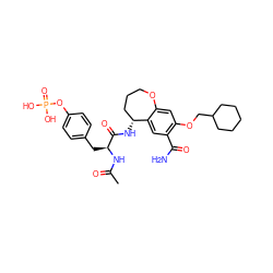 CC(=O)N[C@@H](Cc1ccc(OP(=O)(O)O)cc1)C(=O)N[C@@H]1CCCOc2cc(OCC3CCCCC3)c(C(N)=O)cc21 ZINC000027215178