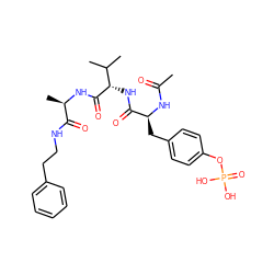 CC(=O)N[C@@H](Cc1ccc(OP(=O)(O)O)cc1)C(=O)N[C@H](C(=O)N[C@H](C)C(=O)NCCc1ccccc1)C(C)C ZINC000027437724