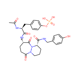 CC(=O)N[C@@H](Cc1ccc(OP(=O)(O)O)cc1)C(=O)N[C@H]1CCC(=O)N2CCC[C@@H](C(=O)NCc3ccc(O)cc3)N2C1=O ZINC000028768644