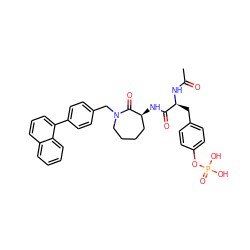 CC(=O)N[C@@H](Cc1ccc(OP(=O)(O)O)cc1)C(=O)N[C@H]1CCCCN(Cc2ccc(-c3cccc4ccccc34)cc2)C1=O ZINC000026737048