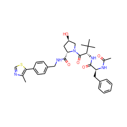 CC(=O)N[C@@H](Cc1ccccc1)C(=O)N[C@H](C(=O)N1C[C@H](O)C[C@H]1C(=O)NCc1ccc(-c2scnc2C)cc1)C(C)(C)C ZINC000098208452