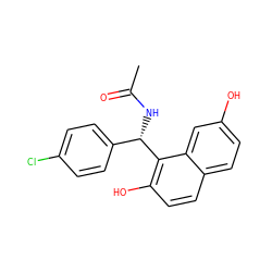 CC(=O)N[C@@H](c1ccc(Cl)cc1)c1c(O)ccc2ccc(O)cc12 ZINC000000308457