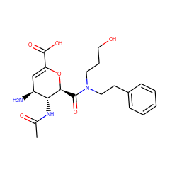 CC(=O)N[C@@H]1[C@@H](N)C=C(C(=O)O)O[C@H]1C(=O)N(CCCO)CCc1ccccc1 ZINC000013778779