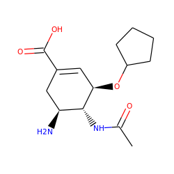 CC(=O)N[C@@H]1[C@@H](N)CC(C(=O)O)=C[C@H]1OC1CCCC1 ZINC000014944898