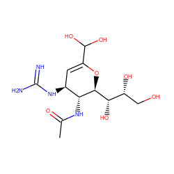 CC(=O)N[C@@H]1[C@@H](NC(=N)N)C=C(C(O)O)O[C@H]1[C@@H](O)[C@H](O)CO ZINC000013802919